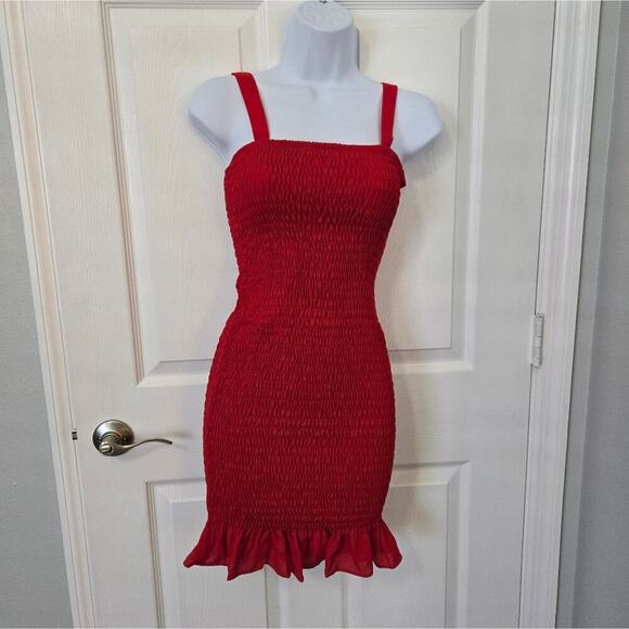 Krisa Smocked Tank Mini Dress NWT Red XS Party Festival going out Wedding guest - Picture 11 of 13